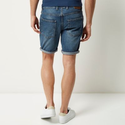 Vintage blue slim fit denim shorts